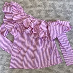 Pink and white ruffle top